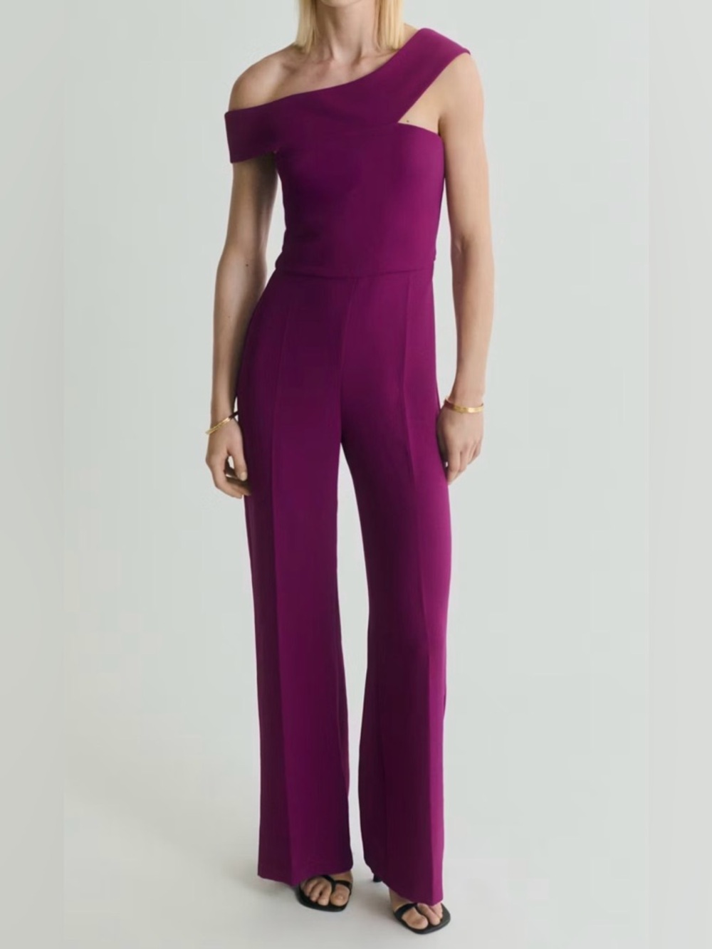 MANGO LONG JUMPSUIT WITH ASYMMETRICAL NECK